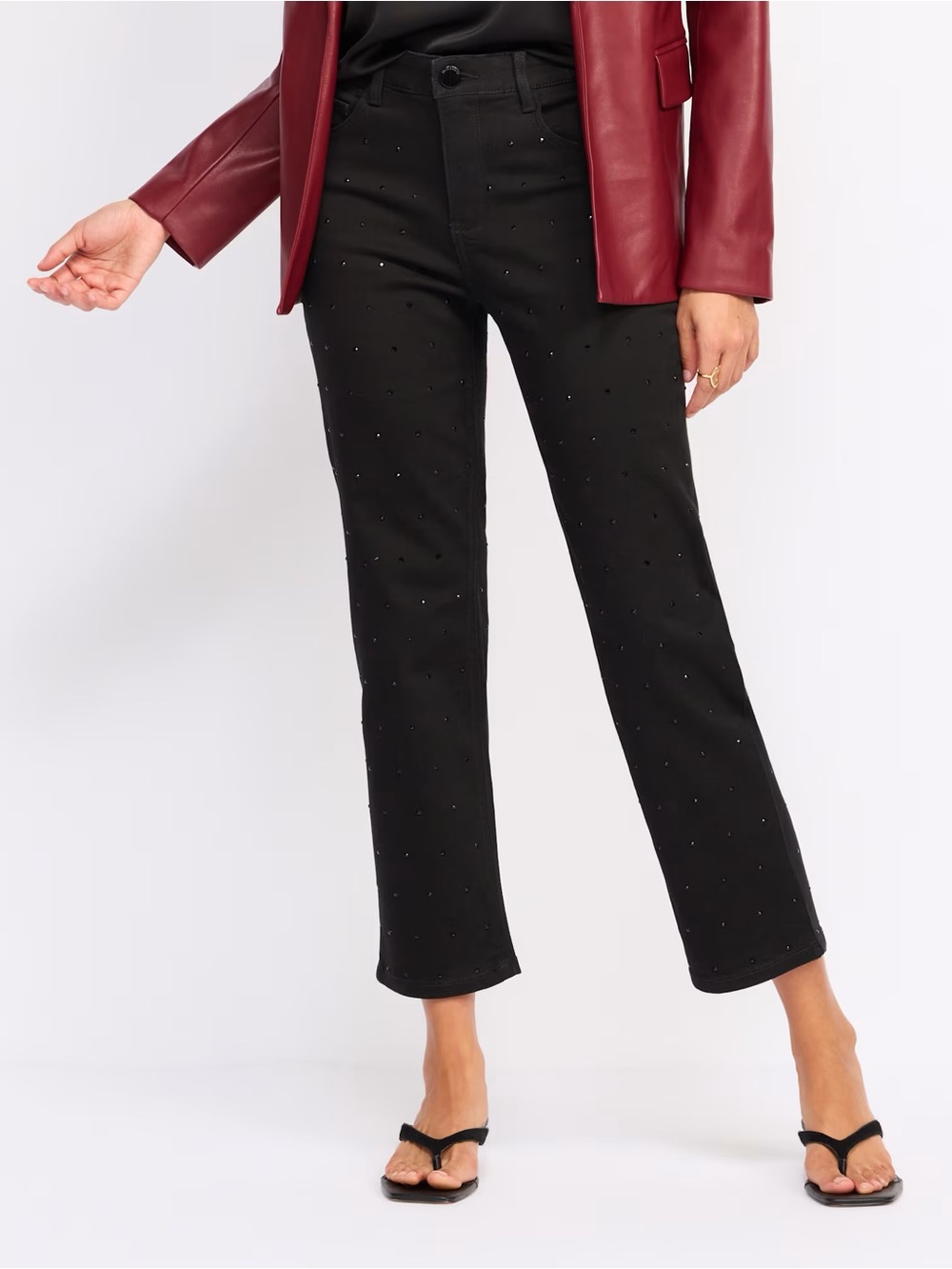 Democracy Ab Solution Boyfriend Jeans with Rhinestones Ankle Black Jeans 2